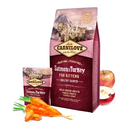 CARNILOVE CAT KITTEN SALMON TURKEY bezgraudu sausā barība kaķēniem Lasis, tītars 2kg